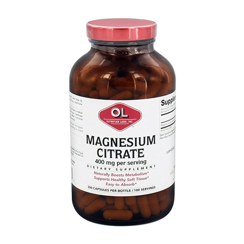 Olympian Labs Magnesium Citrate 400 Mg Capsules, Nerve Function, 300 Ea